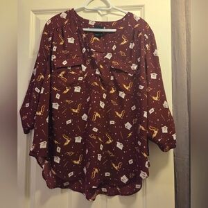 Torrid, Harry Potter, Burgundy Shirt, Torrid Size 1